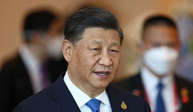 China&#x27;s President Xi Jinping arrives to attend the APEC Economic Leaders Meeting during the Asia-Pacific Economic Cooperation, APEC summit, Nov. 19, 2022, in Bangkok, Thailand. China’s ruling Communist Party is calling for beefed-up national security measures, highlighting the risks posed by advances in artificial intelligence. A meeting headed by party leader and President Xi on Tuesday, May 30, 2023, urged “dedicated efforts to safeguard political security and improve the security governance of internet data and artificial intelligence,&quot; the official Xinhua News Agency said. (Jack Taylor/Pool Photo via AP, File)