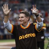 Former San Diego Padres Steve Garvey waves to fans before a baseball game against the St. Louis Cardinals Saturday, June 29, 2019, in San Diego. Garvey, who played in Los Angeles and San Diego, is considering entering California&#x27;s 2024 U.S. Senate race as a Republican. (AP Photo/Gregory Bull,File)
