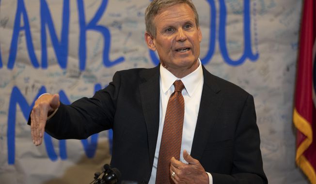 Tennessee Gov. Bill Lee responds to questions during a news conference, April 11, 2023, in Nashville, Tenn. Lee held the news conference to talk about gun control legislation and an executive order to require information for background checks on gun purchases to be updated more rapidly. Documents obtained by The Associated Press show Lee’s administration accused the National Rifle Association of wanting to use involuntary commitment laws &quot;to round up mentally ill people and deprive them of other liberties.&quot; (AP Photo/George Walker IV) **FILE**