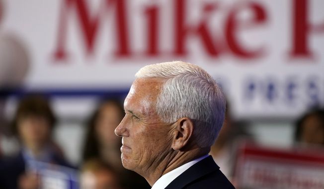 Republican presidential candidate former Vice President Mike Pence speaks at a campaign event, Wednesday, June 7, 2023, in Ankeny, Iowa. (AP Photo/Charlie Neibergall)
