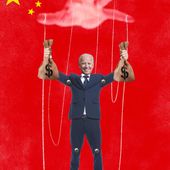 Illustration on Biden scandals and China by Linas Garsys/The Washington Times