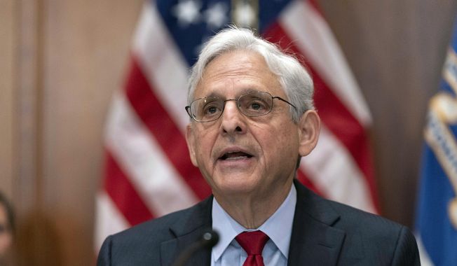 Attorney General Merrick Garland speaks during a meeting with all of the U.S. Attorneys in Washington, Wednesday, June 14, 2023. (AP Photo/Jose Luis Magana, File)