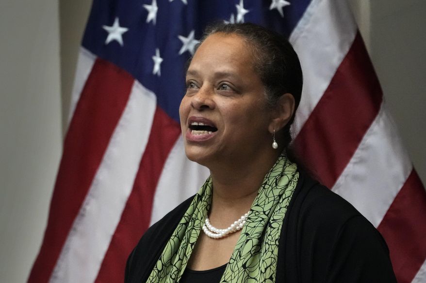 House Speaker Rachel Talbot Ross speaks at the State House in this Dec. 7, 2022, file photo, in Augusta, Maine. The printed version of the Maine Constitution must include language about the state's obligations to Native American tribes, lawmakers decided on Wednesday, June 15, 2023. House Speaker Talbot Ross proposed restoring the language, which she said should not be obscured from state residents. Tribal groups agreed, but Democratic Gov. Janet Mills did not, underscoring an ongoing discord between the governor and the tribes. (AP Photo/Robert F. Bukaty, files)