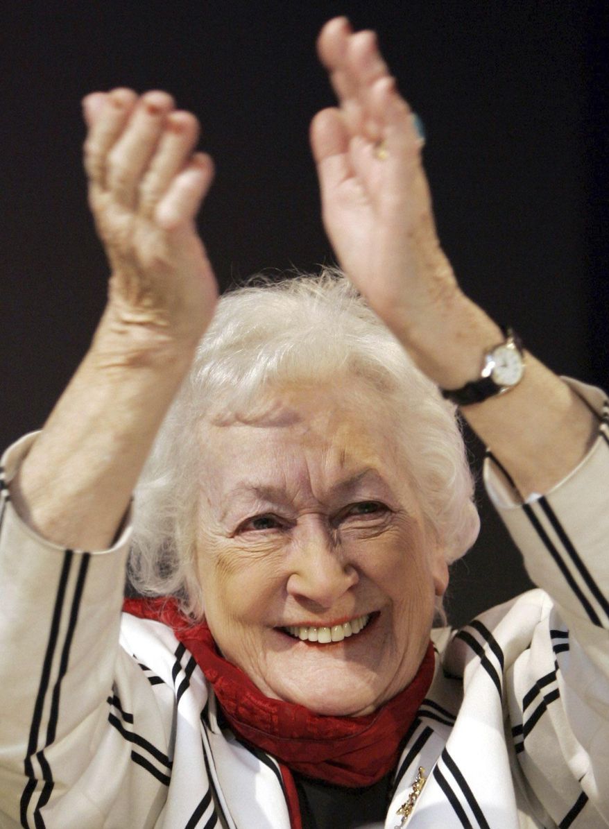 Winnie Ewing is shown on May 13, 2005. Winnie Ewing, a charismatic politician considered the mother of the modern Scottish independence movement, has died at the age of 93. Ewing’s relatives announced Thursday that she died the day before, “surrounded by her family.” (Andrew Milligan/PA via AP)