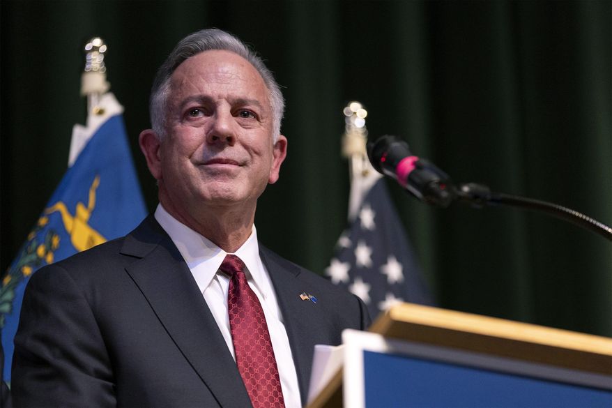 Clark County Sheriff and Nevada Gov.-elect Joe Lombardo gives a victory speech during a news conference, Nov. 14, 2022, in Las Vegas. The Nevada governor vetoed a bill on Friday, June 16, 2023, that would have required a nonprofit he set up after his election victory to disclose its donors. (AP Photo/Ellen Schmidt, File)