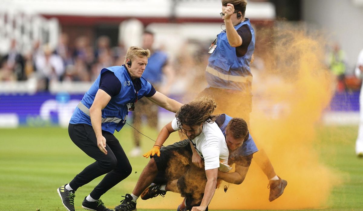 NextImg:Just Stop Oil protesters briefly disrupt Ashes cricket test between England and Australia