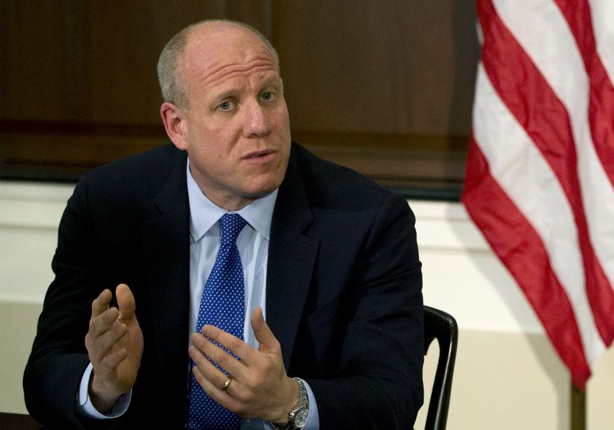 Eric Goldstein, then-chief executive, Office of School Support Services, New York City Department of Education, speaks during a discussion with other school leaders and experts surrounding school nutrition in an event in the Eisenhower Executive Office Building on the White House complex, May 27, 2014. Goldstein, who oversaw food service for New York City schools, was convicted Wednesday, June 28, 2023, in a bribery case that picked apart how chicken tenders riddled with bone and bits of metal were served for months in the nation's biggest public school system. (AP Photo/Pablo Martinez Monsivais, File)