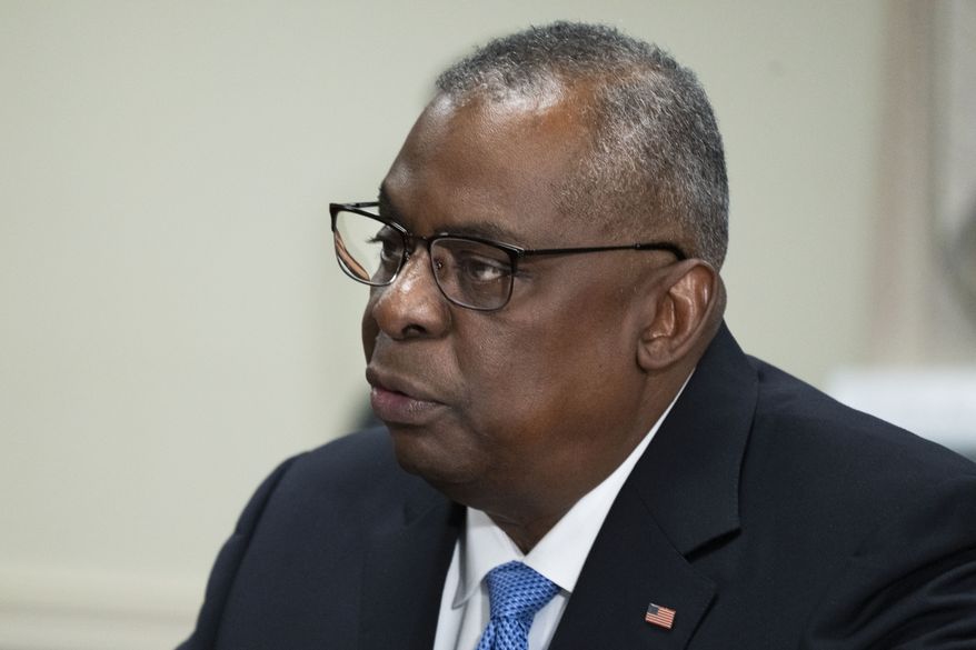 Secretary of Defense Lloyd Austin speaks during a meeting with German Defence Minister Boris Pistorius at the Pentagon in Washington, Wednesday, June 28, 2023. (AP Photo/Manuel Balce Ceneta)