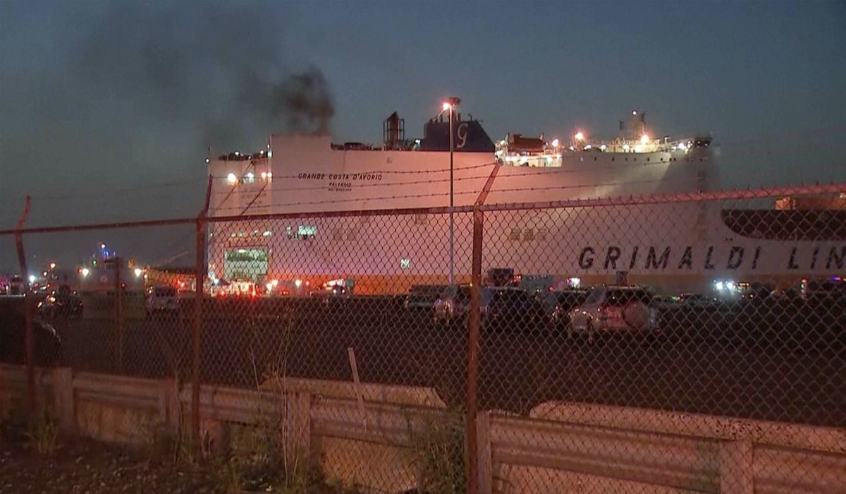NextImg:2 New Jersey firefighters died battling a blaze deep in a ship carrying 5,000 cars