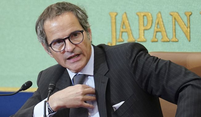 Rafael Mariano Grossi, director general of the International Atomic Energy Agency, speaks during a news conference at the Japan National Press Club Friday, July 7, 2023, in Tokyo. (AP Photo/Eugene Hoshiko)
