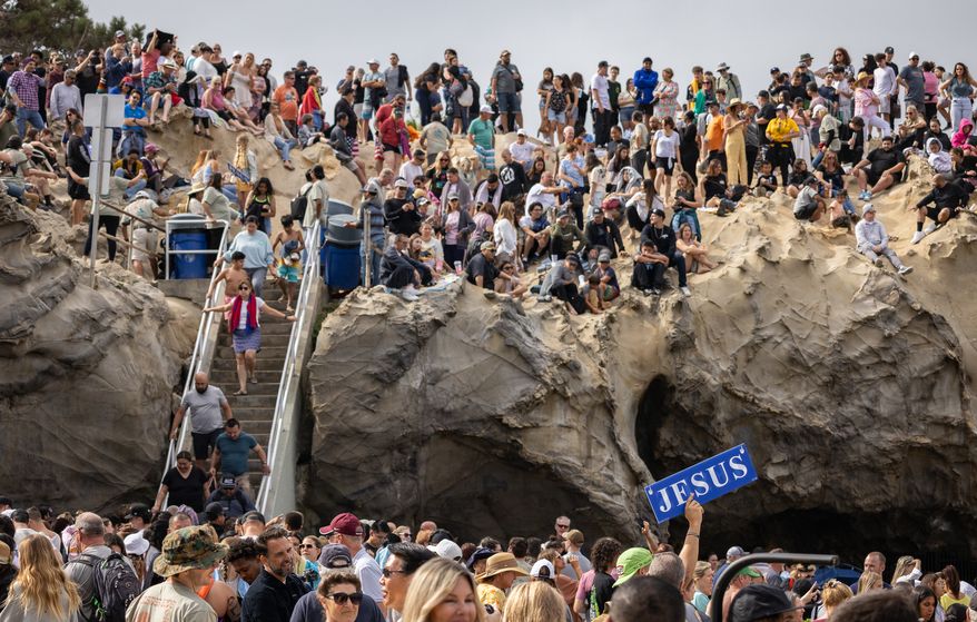 Site of the mass baptism at Pirate&#x27;s Cove in Newport Beach, Calif. (courtesy photo from John Fredricks)