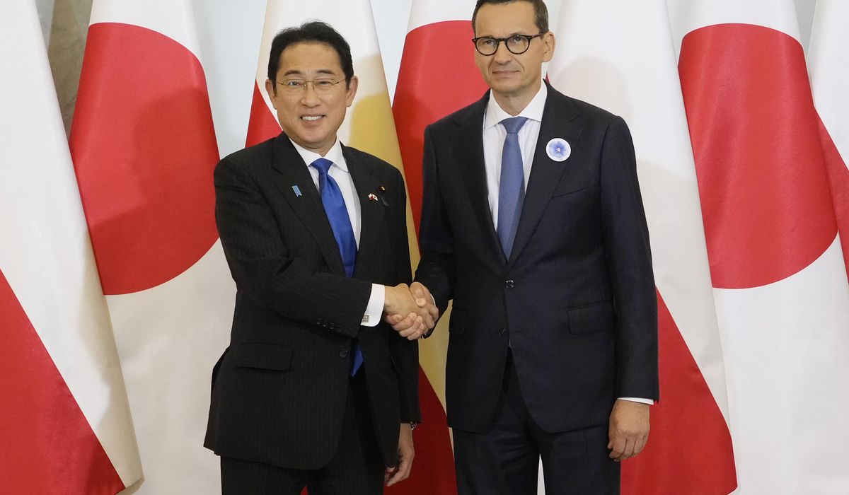 NextImg:Japan’s leader holds security, business talks in Poland on his way to NATO summit