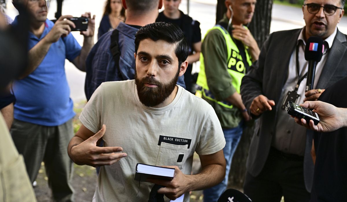 NextImg:The man who threatened to burn holy books outside the Israeli Embassy in Sweden abandons the plan