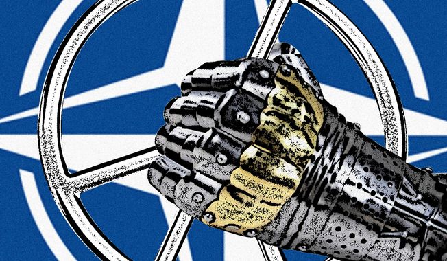 Illustration on NATO by Linas Garsys/The Washington Times