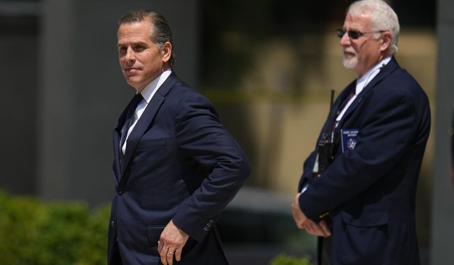 President Joe Biden’s son Hunter Biden leaves after a court appearance, Wednesday, July 26, 2023, in Wilmington, Del. The plea deal in Hunter Biden’s criminal case unraveled during a court hearing Wednesday after a federal judge raised concerns about the terms of the agreement that has infuriated Republicans who believe the president’s son is getting preferential treatment. (AP Photo/Julio Cortez)