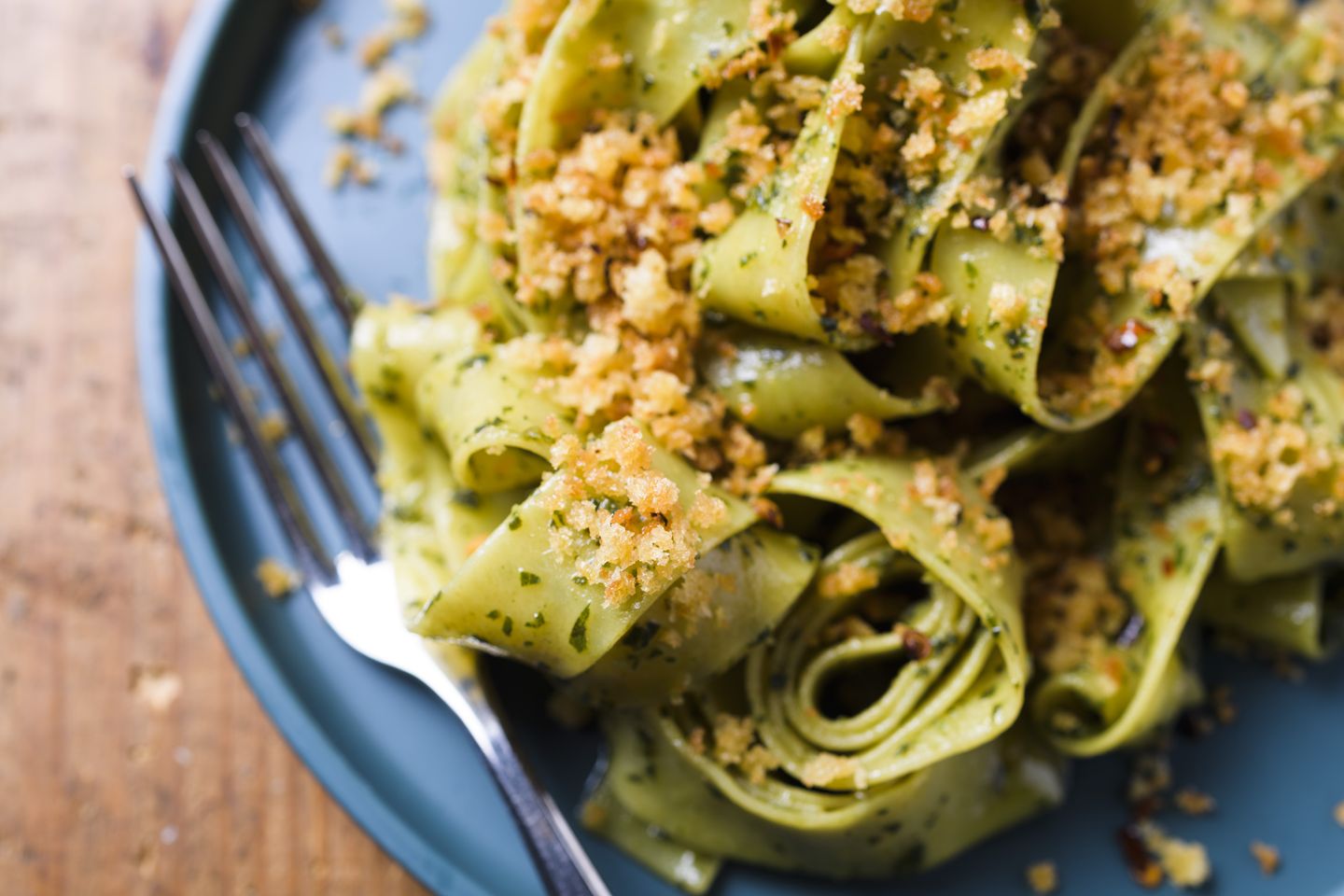 RECIPE: Pappardelle with basil, anchovy and toasted breadcrumbs