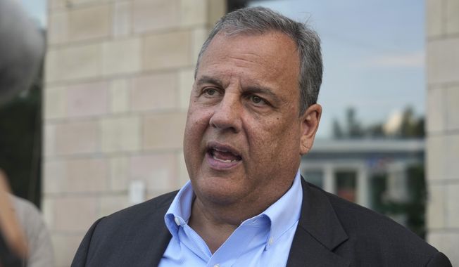 Republican presidential candidate former New Jersey Gov. Chris Christie speaks with reporters outside the Child Rights Protection Center in Kyiv, Ukraine, Friday, Aug. 4, 2023. (AP Photo/Efrem Lukatsky) ** FILE **
