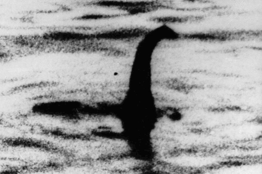 This undated file photo shows a shadowy shape that some people say is a the Loch Ness monster in Scotland, later debunked as a hoax. The Loch Ness Centre in Scotland is calling for “budding monster hunters” and volunteers to join in what it dubs the largest search for the Loch Ness Monster since the 1970s. The visitor attraction said Thursday, Aug. 3, 2023, that modern technology such as drones that produces thermal images of the lake will “search the waters in a way that has never been done before.” (AP Photo) **FILE**