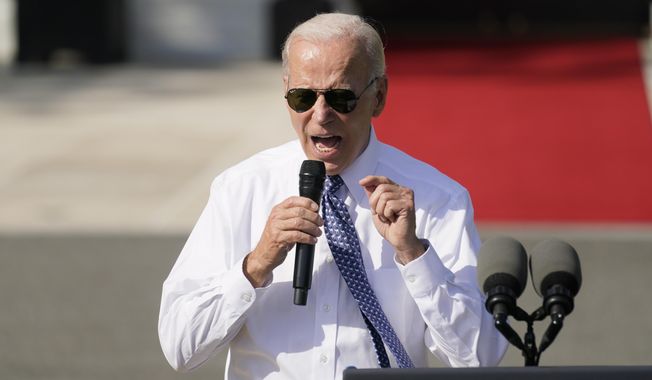 President Joe Biden speaks about the Inflation Reduction Act of 2022 during a ceremony on the South Lawn of the White House in Washington, Sept. 13, 2022. (AP Photo/Andrew Harnik, File)