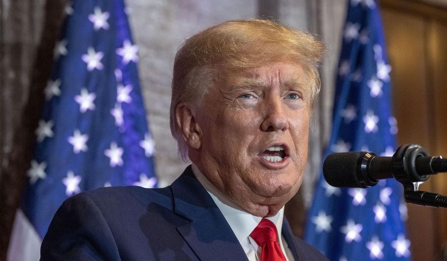 Former President Donald Trump speaks at a campaign event at the South Carolina Statehouse, Jan. 28, 2023, in Columbia, S.C. (AP Photo/Alex Brandon) **FILE**