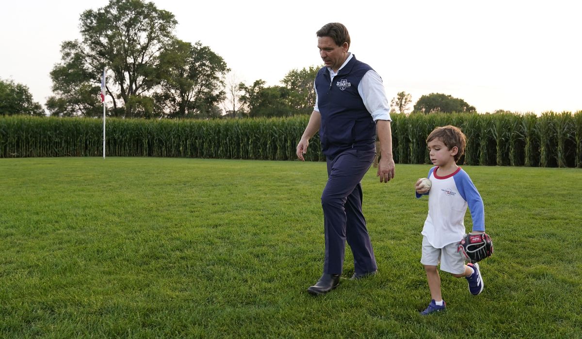 NextImg:Far away from Trump’s jail drama, Ron DeSantis and his family head to Iowa’s ‘Field of Dreams’