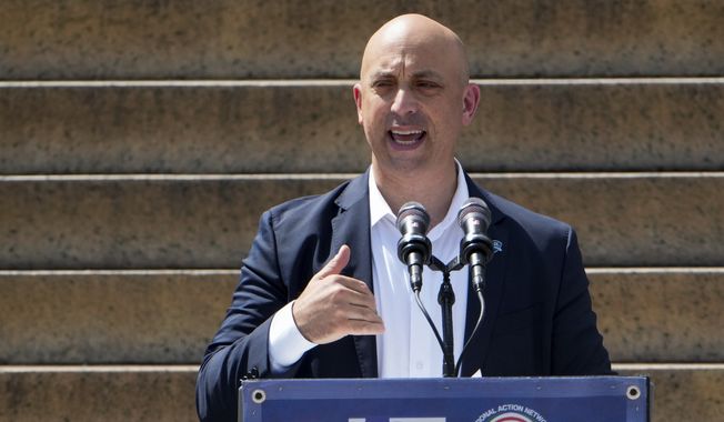 Jonathan Greenblatt, national director of the Anti-Defamation League, speaks at the 60th Anniversary of the March on Washington at the Lincoln Memorial in Washington, Saturday, Aug. 26, 2023. (AP Photo/Andrew Harnik)