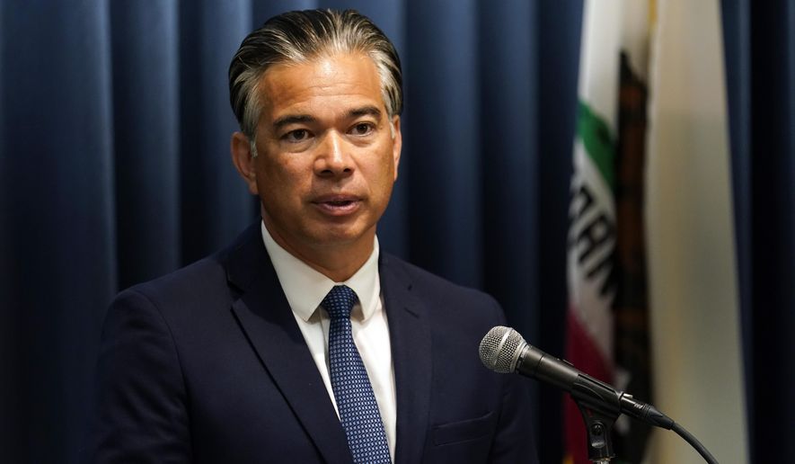 California Attorney General Rob Bonta fields questions during a news conference on Monday, Aug. 28, 2023, in Los Angeles. California&#x27;s attorney general sued a Southern California school district over its recently adopted policy that requires schools to notify parents if their children change their gender identification or pronouns. (AP Photo/Marcio Jose Sanchez) **FILE**