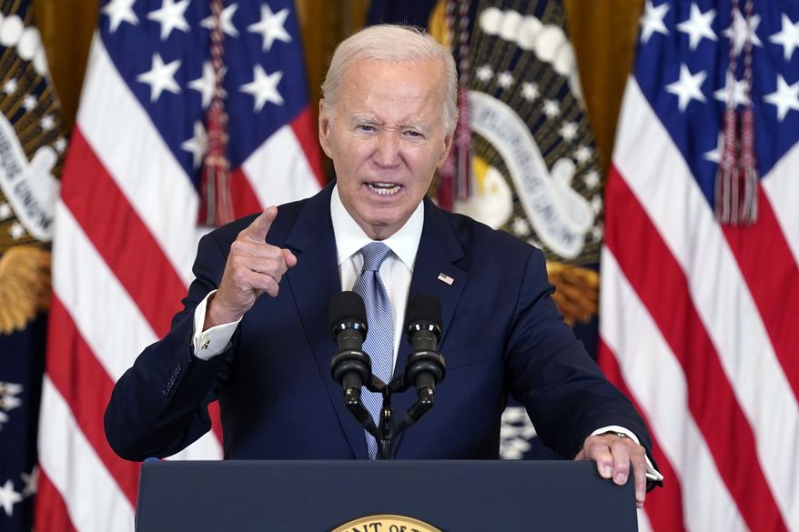 President Joe Biden speaks during an event on prescription drug costs, in the East Room of the White House, Tuesday, Aug. 29, 2023, in Washington. (AP Photo/Evan Vucci)