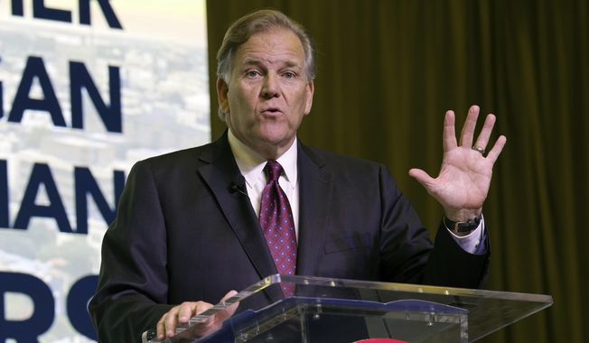 Former Rep. Mike Rogers, R-Mich., speaks at the Vision &#x27;24 conference on March 18, 2023, in North Charleston, S.C. (AP Photo/Meg Kinnard, File)