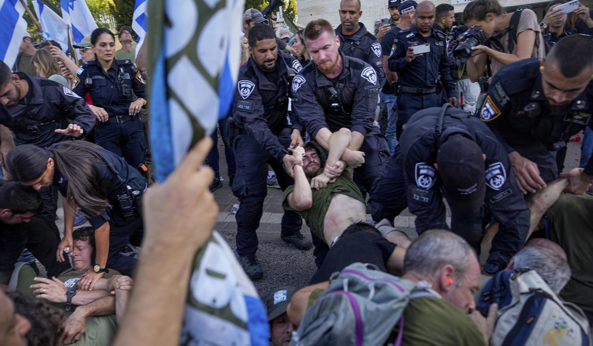 NextImg:Protests kick off at Israeli justice minister’s home a day before major hearing on judicial overhaul