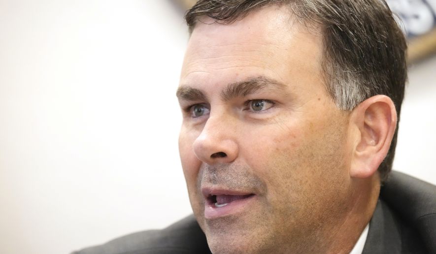 Mississippi Secretary of State Michael Watson speaks in his office in Jackson, Miss., on Wednesday, Sept. 13, 2023. Watson, a Republican, is seeking a second term as the state's top elections official, and he faces Democrat Ty Pinkins in the Nov. 7, 2023, general election. (AP Photo/Rogelio V. Solis)