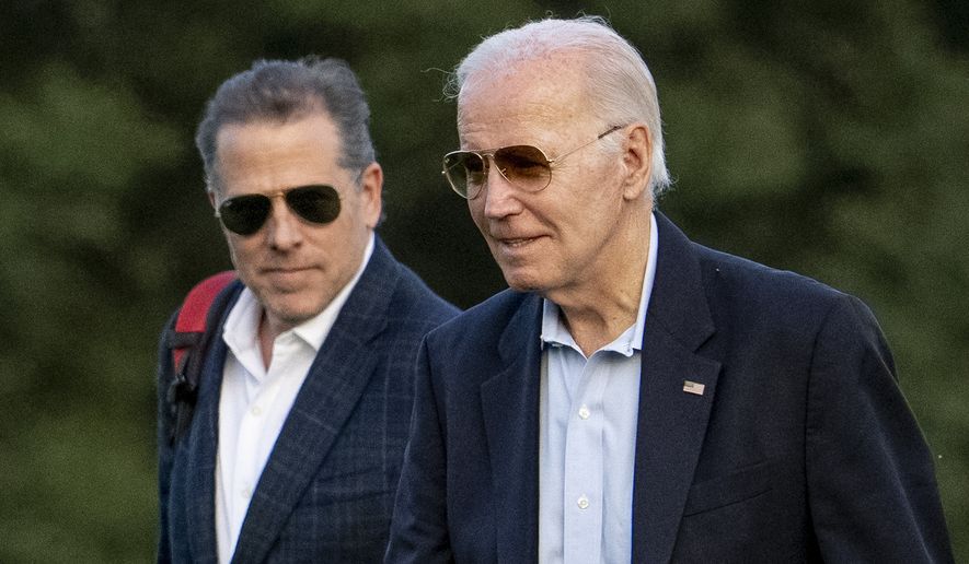President Joe Biden and his son Hunter Biden arrive at Fort McNair in Washington on Sunday, June 25, 2023. Hunter Biden has been charged with felony gun possession. A federal indictment filed in Delaware says Biden lied about his drug use when he bought a firearm in 2018 while struggling with addiction to crack cocaine. (AP Photo/Andrew Harnik) **FILE**