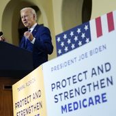 =President Joe Biden speaks about his administration&#x27;s plans to protect Social Security and Medicare and lower health care costs, Thursday, Feb. 9, 2023, at the University of Tampa in Tampa, Fla. (AP Photo/Patrick Semansky) **FILE**
