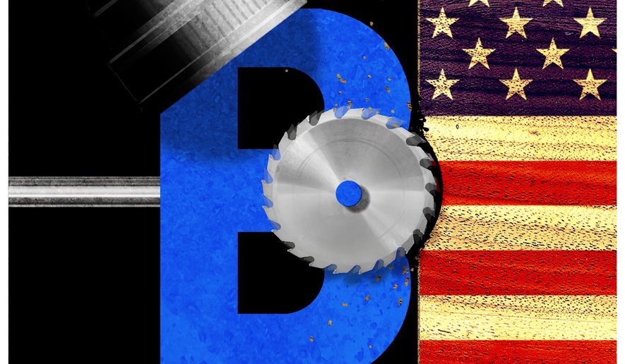 Illustration on Congress’ complicity in Biden’s agenda by Alexander Hunter/The Washington Times