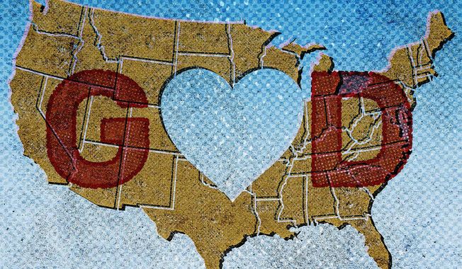 America,  a godless state that refuses to repent Illustration by Greg Groesch/The Washington Times