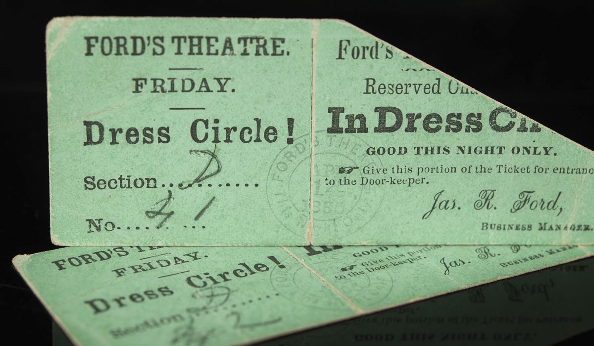 NextImg:Two tickets to Ford’s Theatre from the night of Lincoln’s assassination auctioned off for $262,500