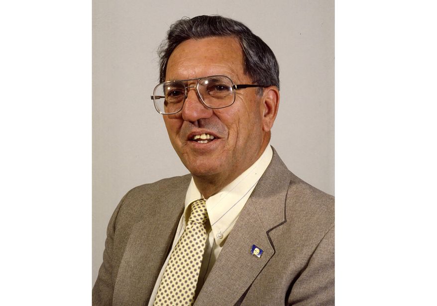 Former Montana Gov. Ted Schwinden poses in this May 23. 1985 photograph. The wheat farmer and Word War II veteran who gained national attention for keeping his home phone number listed during two terms in the governor’s office died Saturday, Oct. 7, 2023 at age 98. (The Billings Gazette via AP, file)