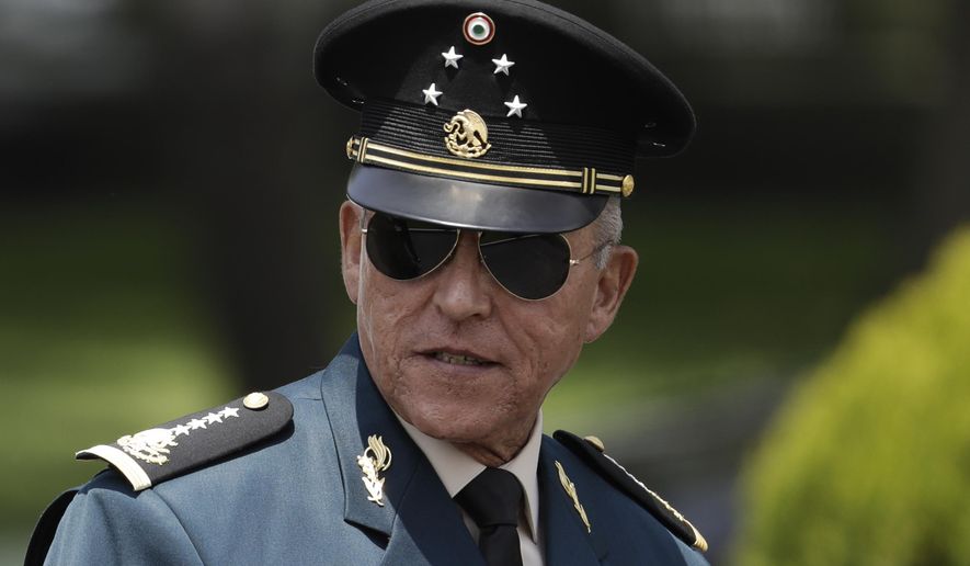 Secretary of Defense Salvador Cienfuegos Zepeda arrives for a review of the troops that will participate in the Independence Day parade, in Mexico City, Sept. 14, 2016. Cienfuegos, a former Mexican defense secretary whose arrest in the United States in 2020 on drug charges strained relations between the two countries was celebrated Wednesday, Oct. 11, 2023, with an honorary military decoration. (AP Photo/Rebecca Blackwell, File)