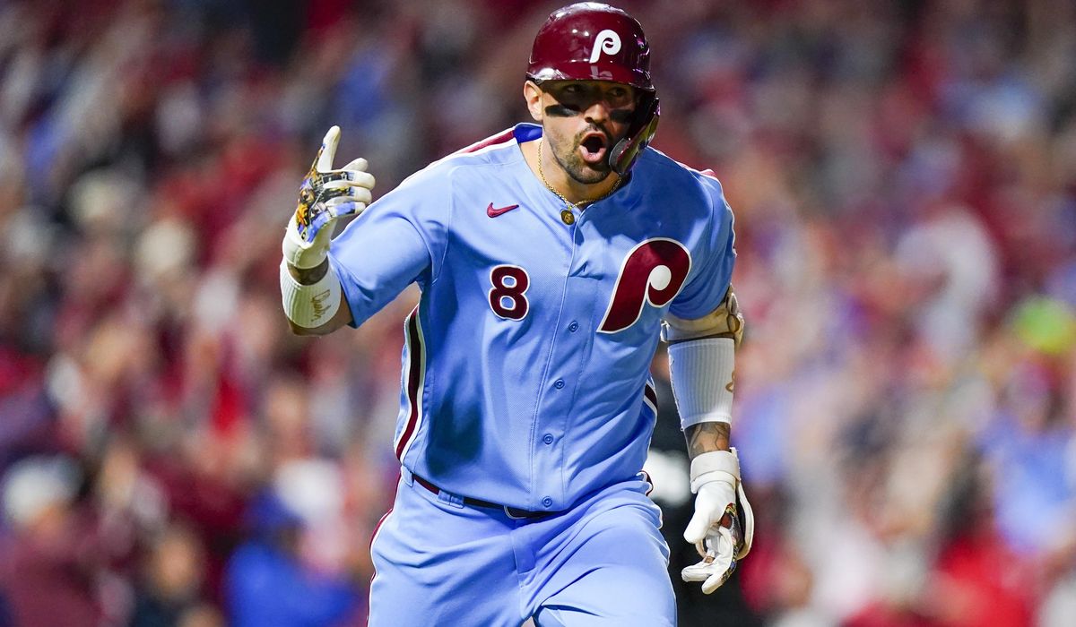 NextImg:Castellanos hits 2 homers, powers Phillies past Braves 3-1 and into NLCS for 2nd straight season