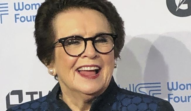 Billie Jean King poses before the Women鈥檚 Sports Foundation&#x27;s annual dinner in New York, Thursday, Oct. 12, 2023. (AP Photo/Melissa Murphy)