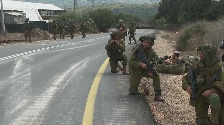 Israeli troops were seen patrolling northern Israel Monday as tensions between Israel and the Lebanese Shiite militia Hezbollah remained high. Image via AP video screenshot.