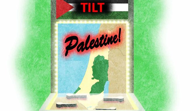 Illustration on a Palestinian state by Alexander Hunter/The Washington Times