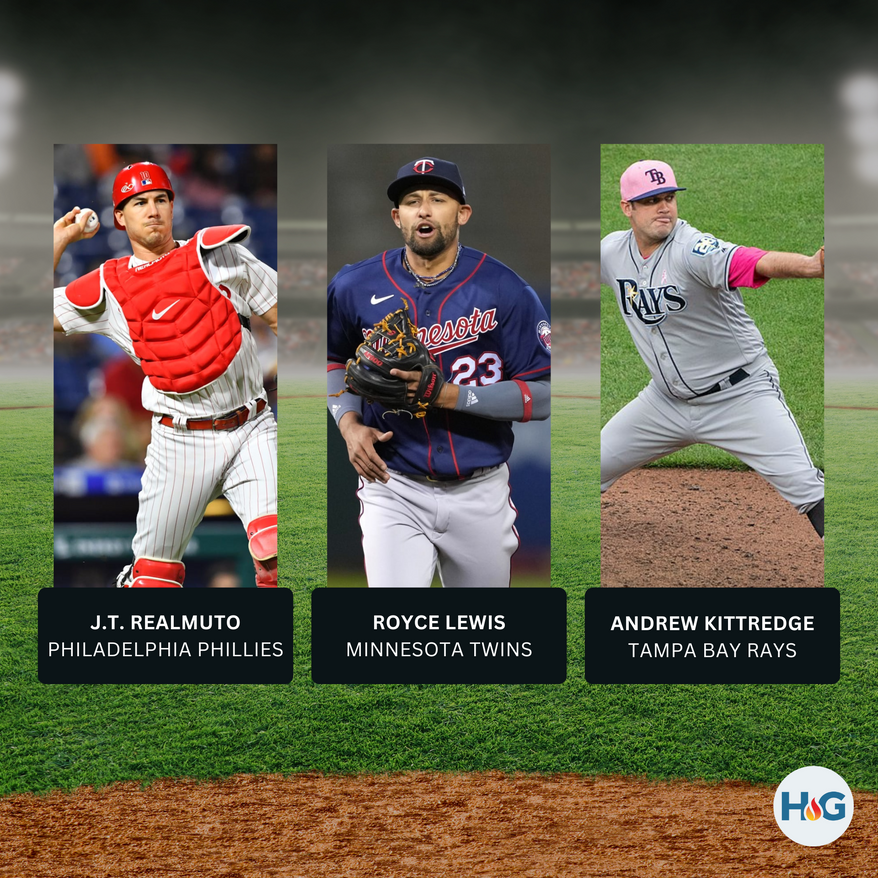 Playing for the Lord: Nine MLB players of faith to watch in the playoffs. Graphic credit: Flat Creek for Higher Ground.