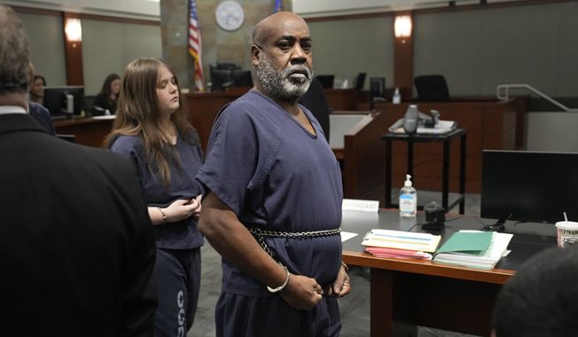 Duane &quot;Keffe D&quot; Davis arrives in court Thursday, Oct. 19, 2023, in Las Vegas. Davis has been charged with killing Tupac Shakur in 1996. (AP Photo/John Locher, Pool)