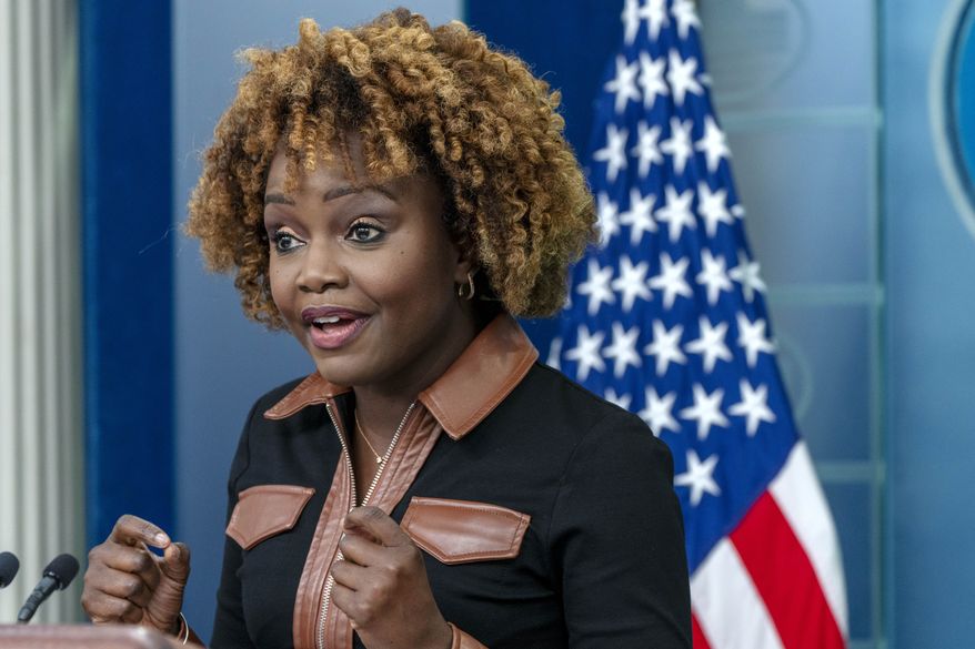 White House press secretary Karine Jean-Pierre, speaks Monday Oct. 23, 2023, during a briefing at the White House in Washington. (AP Photo/Jacquelyn Martin)