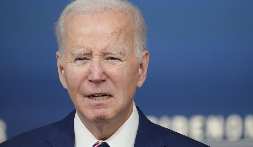 President Joe Biden speaks during an event on the economy, from the South Court Auditorium of the Eisenhower Executive Office Building on the White House complex, Monday, Oct. 23, 2023. (AP Photo/Jacquelyn Martin)