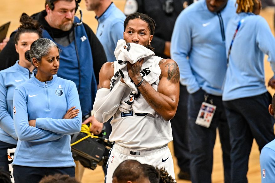 Washington, D.C.: Derrick Rose (23) looks out to crowd during a timeout. The Washington Wizards defeat the Memphis Grizzlies in their home season opener from the Capital One Arena in Washington, D.C. on October 28th, 2023. (Photo: Joe Glorioso | Washington Times Sports)