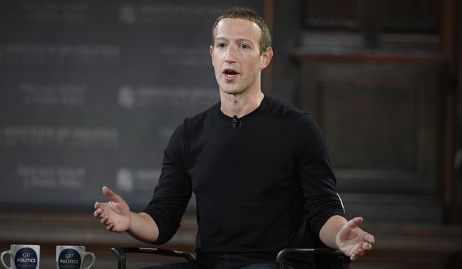Mark Zuckerberg speaks at Georgetown University, on Oct. 17, 2019, in Washington. Zuckerberg, the Meta Platforms CEO and mixed martial arts enthusiast posted on social media Friday, Nov. 3, 3023, that he tore one of his anterior cruciate ligaments, or ACLs, while training for a fight early next year. (AP Photo/Nick Wass, File)