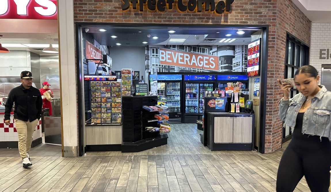 A replica of a New York City street bodega sells goods in the suburban Westfield Garden State Plaza shopping mall in Paramus, New Jersey, on Thursday, November 2, 2023. (AP Photo/Ted Shaffrey)