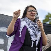 Rep. Rashida Tlaib, D-Mich., speaks during a demonstration calling for a ceasefire in Gaza, Oct. 18, 2023, near the Capitol in Washington. On Monday, Nov. 6, Tlaib responded to criticisms from fellow Democrats regarding a video she posted Friday, Nov. 3, that included a clip of demonstrators chanting “from the river to the sea.” Tlaib said in her response that her “colleagues” are trying to silence her and are “distorting her words.” (AP Photo/Amanda Andrade-Rhoades) **FILE**